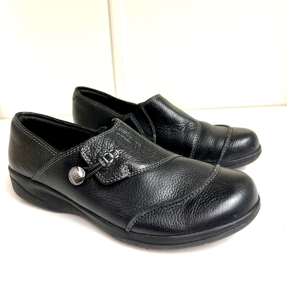 Clarks Cheyn Misha Loafer Flat Black comfort shoes leather women’s size 9.5M
